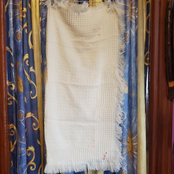 None Other - Vintage Baby Blanket With Pink Flowers